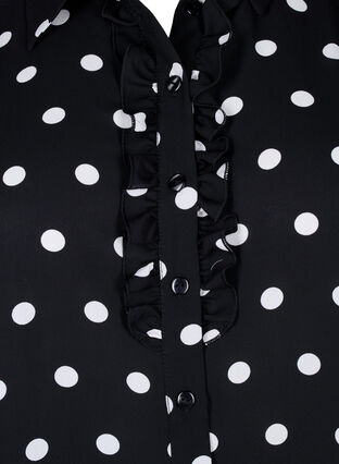 Zizzi Prikket skjorte med flæser, Black W. White Dot, Packshot image number 2