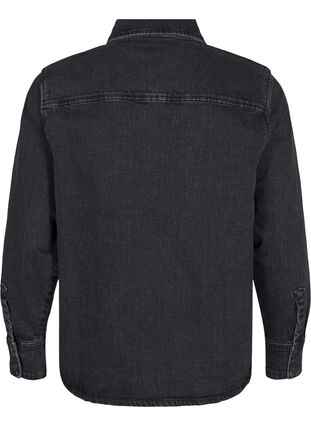 Zizzi Denimskjorte med knapper og brystlommer, Dark Grey Denim, Packshot image number 1