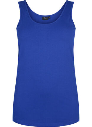 Zizzi Ensfarvet basis top i bomuld, Sodalite Blue, Packshot image number 0