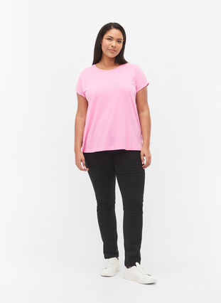 Zizzi Kortærmet t-shirt i bomuldsblanding, Rosebloom, Model image number 2