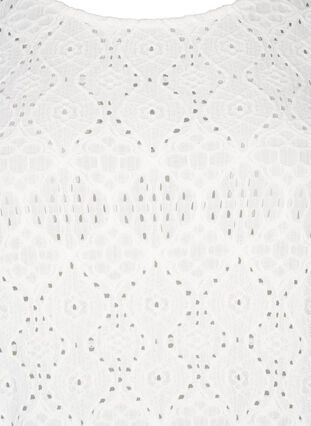 Zizzi Kortærmet bluse med hulmønster, Bright White, Packshot image number 2