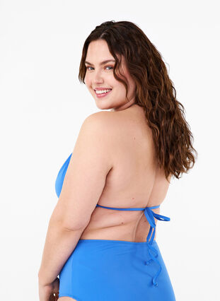 Zizzi Ensfarvet trekants bikini bh, Nebulas Blue, Model image number 1