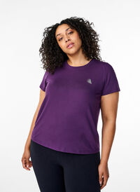 Slim fit trænings t-shirt med rund hals, Purple Pennant, Model
