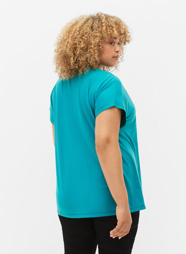 Zizzi Kortærmet trænings t-shirt, Deep Peacock Blue, Model image number 1
