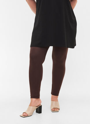 Zizzi Basis leggings i viskose, Coffee Bean, Model image number 2