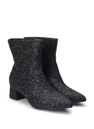 Zizzi Wide fit - Glitter ankelstøvle, Black, Packshot image number 1