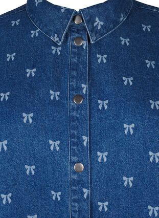 Zizzi Denimskjorte med sløjfer, Denim Blue W. Wh.Bow, Packshot image number 2