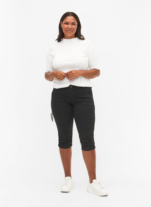 Zizzi Slim fit capri jeans med lommer, Black, Model image number 0