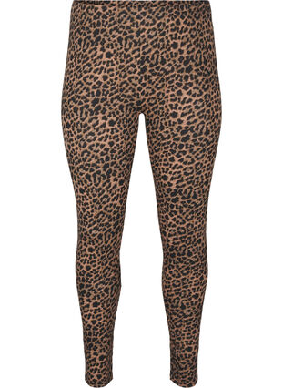 Zizzi Viskose leggings med leo print, DARK LEO AOP, Packshot image number 0