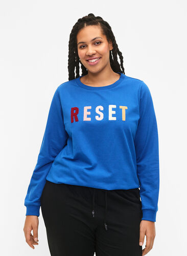 Zizzi Sweatshirt med tekst , Victoria b. W. Reset, Model image number 0