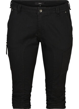 Zizzi Slim fit capri jeans med lommer, Black, Packshot image number 0