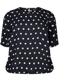 Prikket bluse med korte ærmer, Black W. White Dot