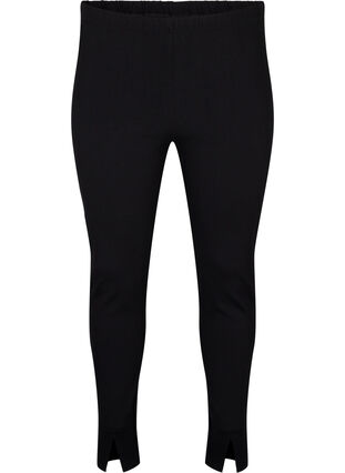 Zizzi Viskose leggings med slids foran, Black, Packshot image number 0