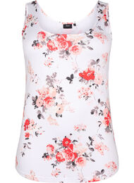 Blomstret tanktop i viskose, White AOP flower