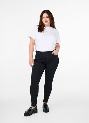Zizzi Stay black Amy jeans med høj talje, Black, Model image number 0