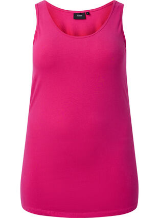 Zizzi Ensfarvet basis top i bomuld, Beetroot Purple, Packshot image number 0