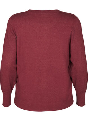 Zizzi FLASH - Strikbluse med rund hals, Merlot Mel., Packshot image number 1