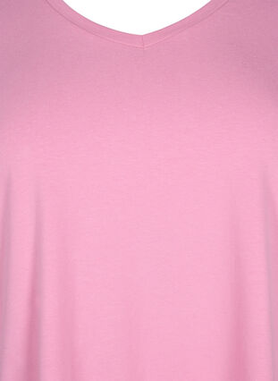 Zizzi Ensfarvet basis t-shirt i bomuld, Rosebloom, Packshot image number 2