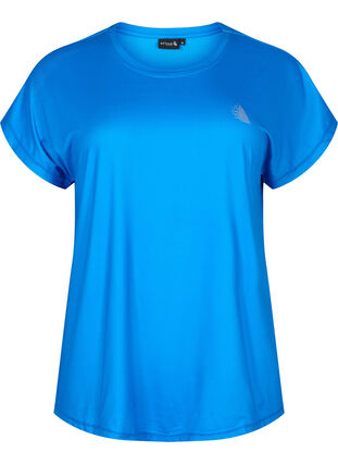 Zizzi Kortærmet trænings t-shirt, Brilliant Blue, Packshot image number 0