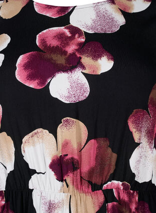 Zizzi Viskosekjole med print og lange ærmer, Black Pink FlowerAOP, Packshot image number 2