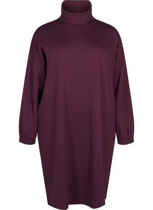 Zizzi A-formet kjole med turtleneck, Fig, Packshot image number 0