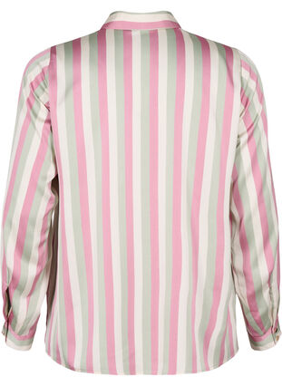 Zizzi Stribet satinskjorte med krave, Rose Stripe, Packshot image number 1