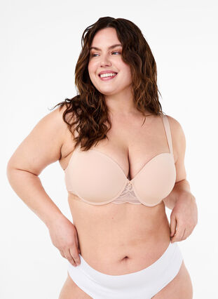 Zizzi Formstøbt bh med mesh , Nude, Model image number 3