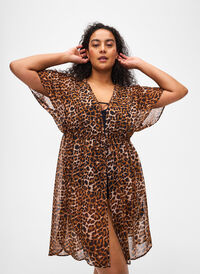 Strand kimono med print, Leopard, Model