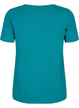 Zizzi Ensfarvet basis t-shirt i bomuld, Deep Lake, Packshot image number 1
