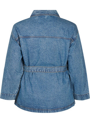 Zizzi Denimjakke med bindebælte, Blue Denim, Packshot image number 1