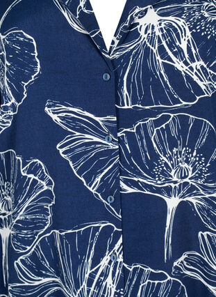 Zizzi Viskose skjorte med blomsterprint og lange ærmer, Navy B./Big Fl.AOP, Packshot image number 2