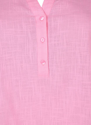 Zizzi Skjortebluse i bomuld med v-udskæring, Rosebloom, Packshot image number 2