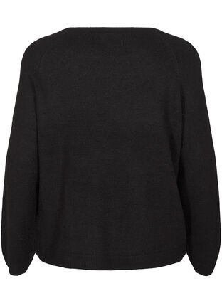 Zizzi Løstsiddende strikbluse med rund hals, Black, Packshot image number 1