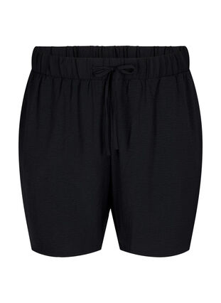 Zizzi Shorts med lommer og elastik i taljen, Black, Packshot image number 0