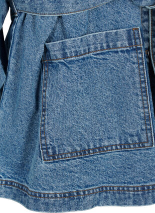 Zizzi Denimjakke med bindebælte, Blue Denim, Packshot image number 3