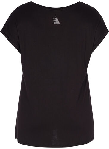 Zizzi T-shirt, Black Fearless, Packshot image number 1