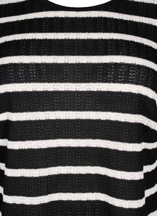 Zizzi Bluse med striber og lange ærmer, Black Sand Stripe, Packshot image number 2