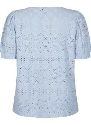 Zizzi Kortærmet bluse med hulmønster, Cashmere Blue, Packshot image number 1