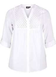 FLASH - Skjortebluse med crochetdetalje, Bright White