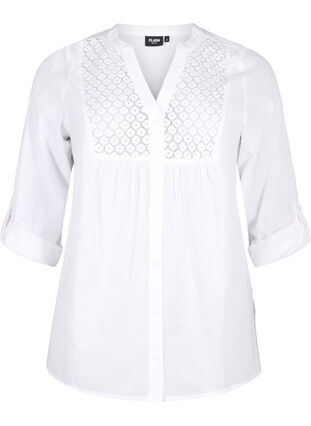 Zizzi FLASH - Skjortebluse med crochetdetalje, Bright White, Packshot image number 0