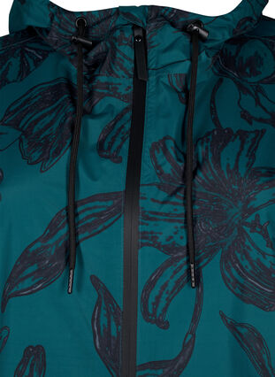 Zizzi Regnjakke med print, Deep Teal Black, Packshot image number 2