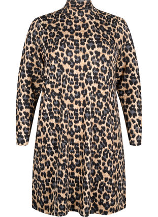 Zizzi FLASH - Langærmet kjole med turtleneck, Leopard Print, Packshot image number 0