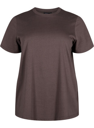 Zizzi Basis t-shirt i bomuld med rund hals , Chocolate Martini, Packshot image number 0