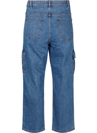 Zizzi Cargojeans med høj talje, Blue Denim, Packshot image number 1