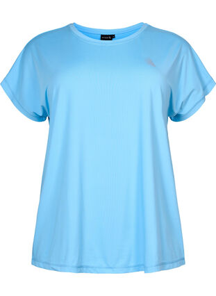Zizzi Kortærmet trænings t-shirt, Alaskan Blue, Packshot image number 0