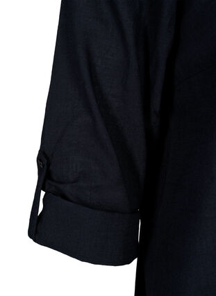 Zizzi Skjortebluse i bomuld med v-udskæring, Black, Packshot image number 3