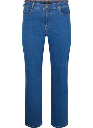 Zizzi Højtaljede Gemma jeans med straight fit, Dark blue, Packshot image number 0