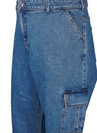 Zizzi Cargojeans med høj talje, Blue Denim, Packshot image number 2