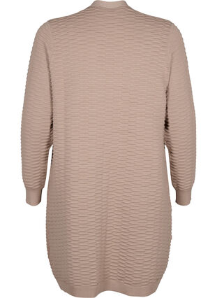 Zizzi Strikket cardigan i bomulds-viskose mix, Simply Taupe, Packshot image number 1