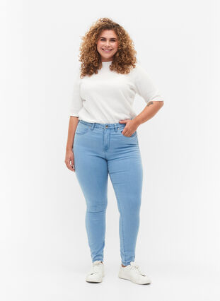 Zizzi Super slim Amy jeans med høj talje, Ex Lt Blue, Model image number 0